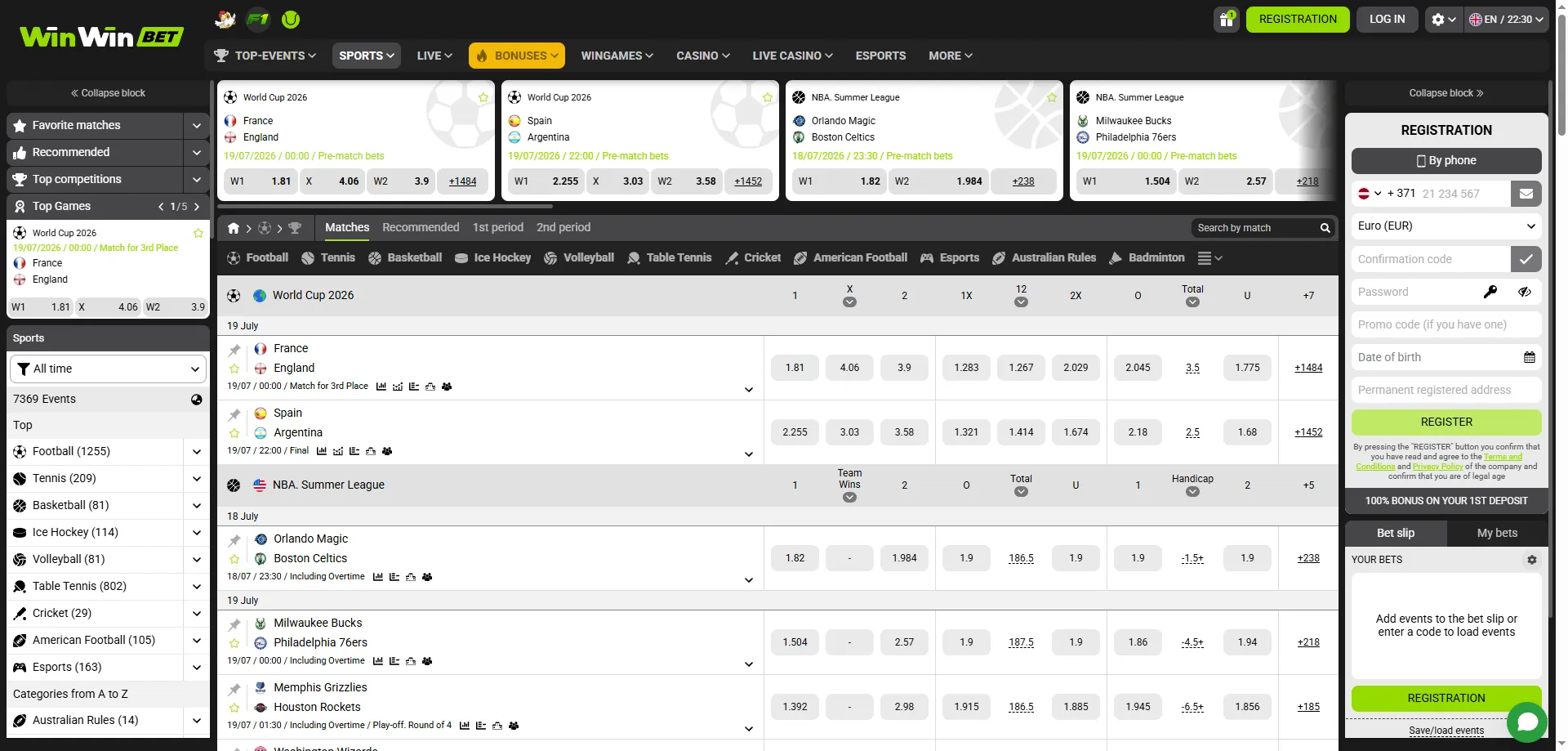 WinWin Bet apostas esportivas futebol tênis basquete odds competitivas